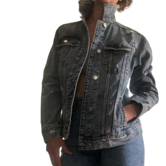 Boyfriend  Denim Jean Trucker Jacket Size M - Picture 7 of 14